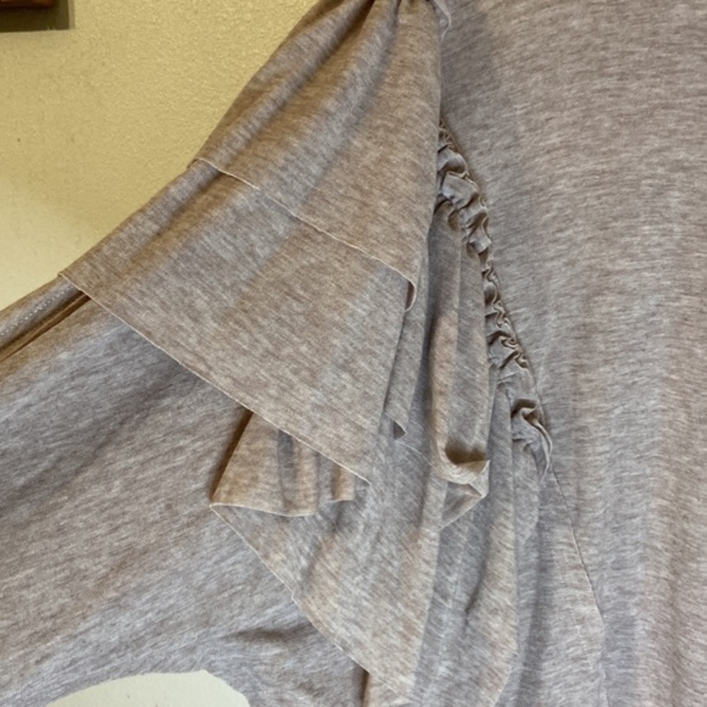 Easel Brown Ruffle Sleeve Top - Picture 4 of 7